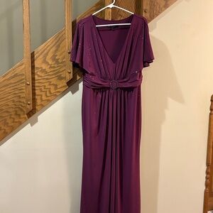 Ever Pretty Plum Formal Dress Evening Gown Rhinestone Waist V Neck Sparkly 14